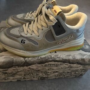 Gucci Gray and Yellow Retro Sneakers